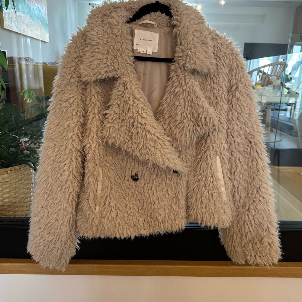 Anthropologie Women's Beige Faux Shearling Jacket - Picture 1 of 7